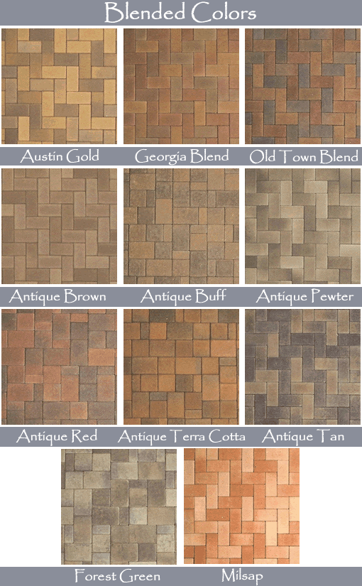 Cambridge Pavers Color Chart